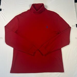 Vintage Polo Ralph Lauren Men's 100% Cotton Turtleneck Shirt Red Medium